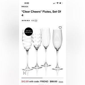 Mikasa “Cheers” champagne flutes